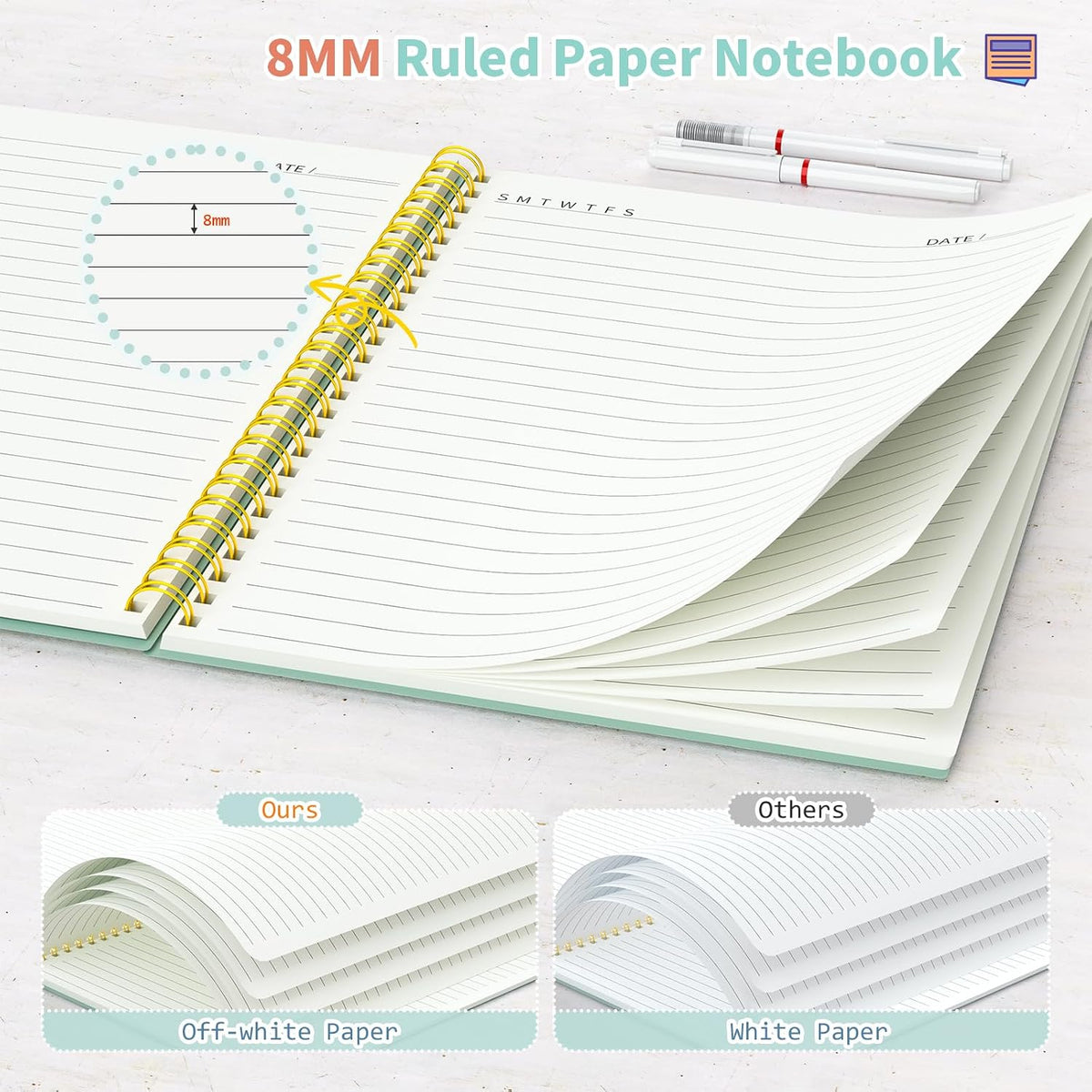 Umriox Small Spiral Notebook, 4 Pack 5.9" x 8.3" College Ruled Notebook