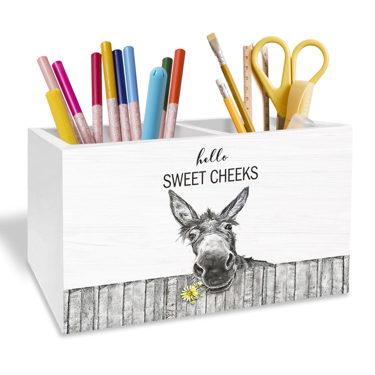 Rustic Giraffe Pen Holder for Desk, Giraffe Lover Gifts Pencil Organizer