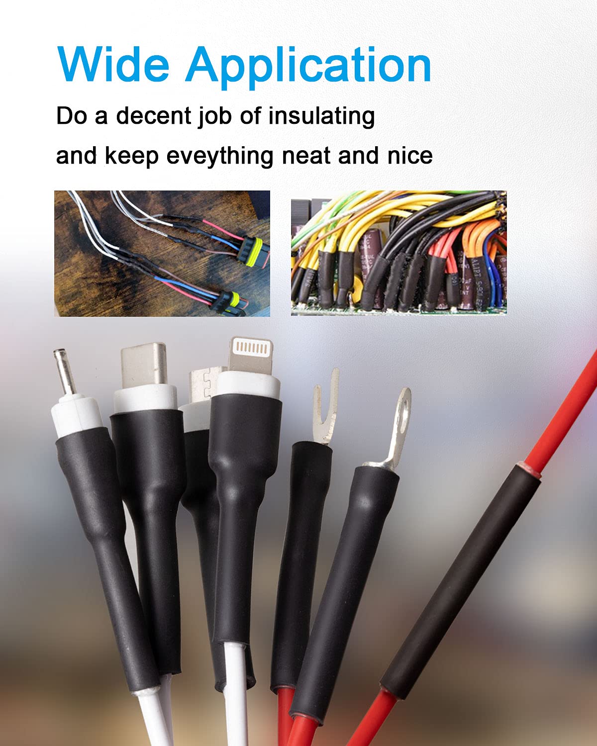 130pcs 3:1 Dual Wall Adhesive Heat Shrink Tubing Kit, 6 Sizes (Diameter): 1/2, 3/8, 1/4