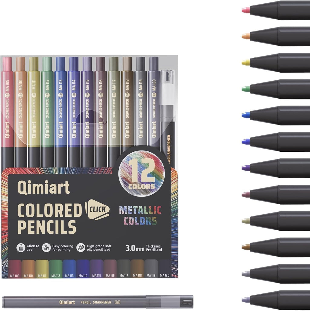 3.0mm Mechanical Colored Pencils Set, Pack of 12 (Metallic Color)