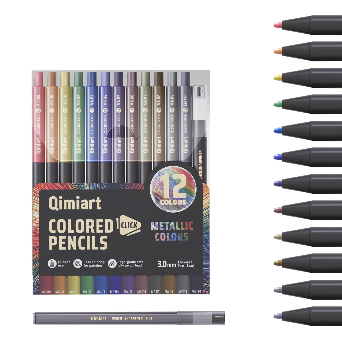 3.0mm Mechanical Colored Pencils Set, Pack of 12 (Metallic Color)