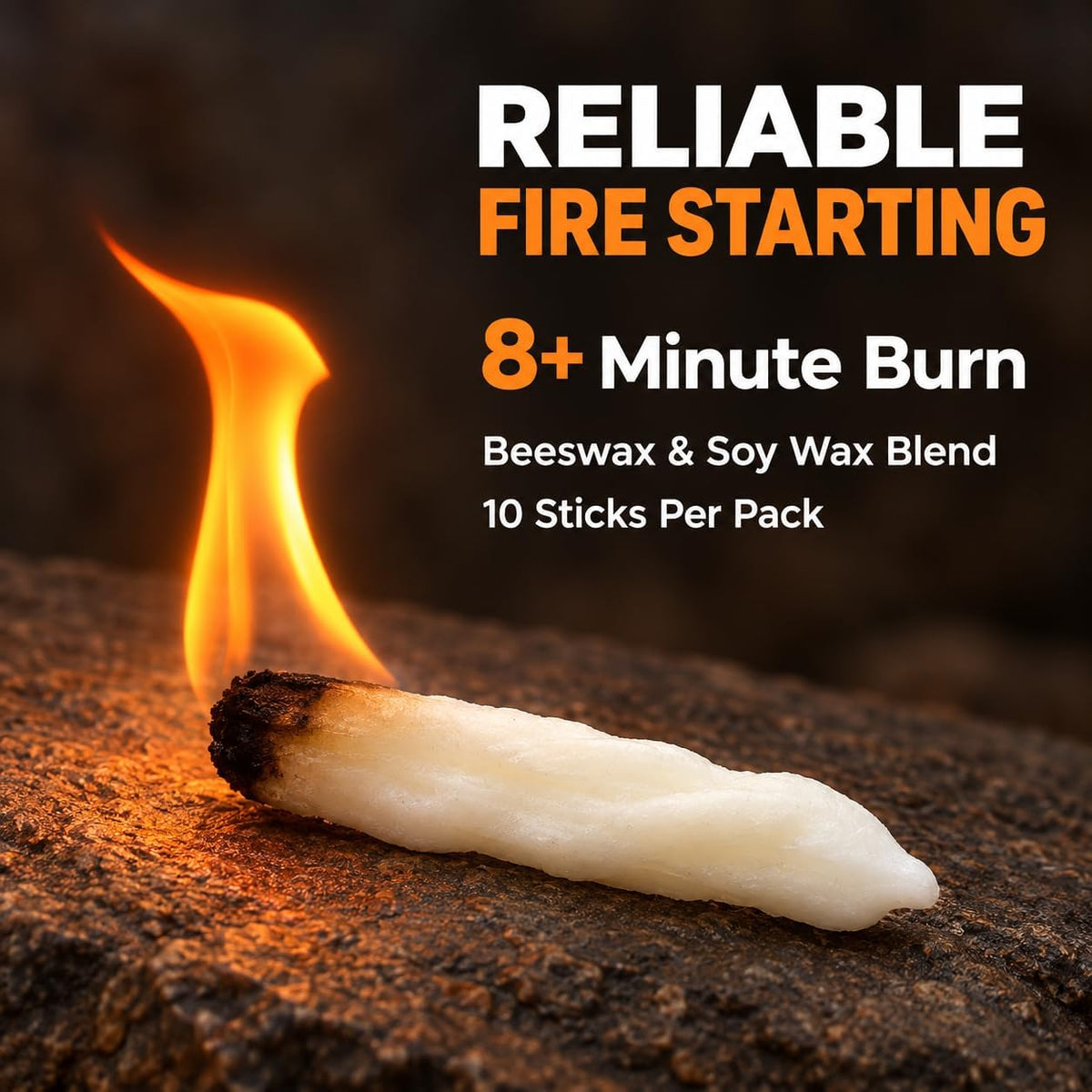 Wax Fire Starter Sticks, 10 Pack, for Campfires and Grills