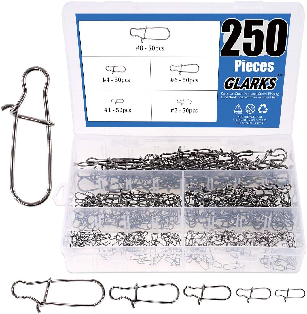 Glarks 250Pcs #1#2#4#6#8 Strong Stainless Steel Duo Lock Snaps Nice Swivel Slid Rings