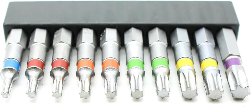 TEMO 10p Color Coded T10-T40 6 point Torx Star 2" L Screwdriver Insert Bit