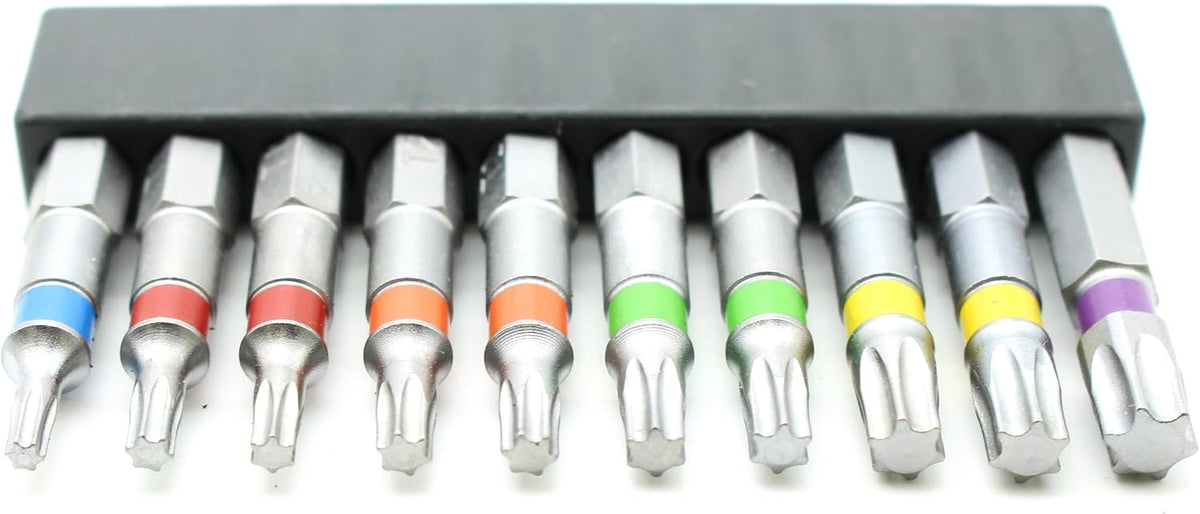 TEMO 10p Color Coded T10-T40 6 point Torx Star 2" L Screwdriver Insert Bit