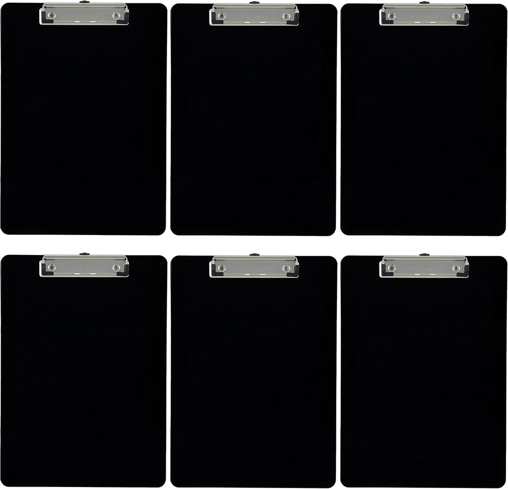 Trade Quest Black Plastic Clipboards Letter Size Low Profile (6-Pack)