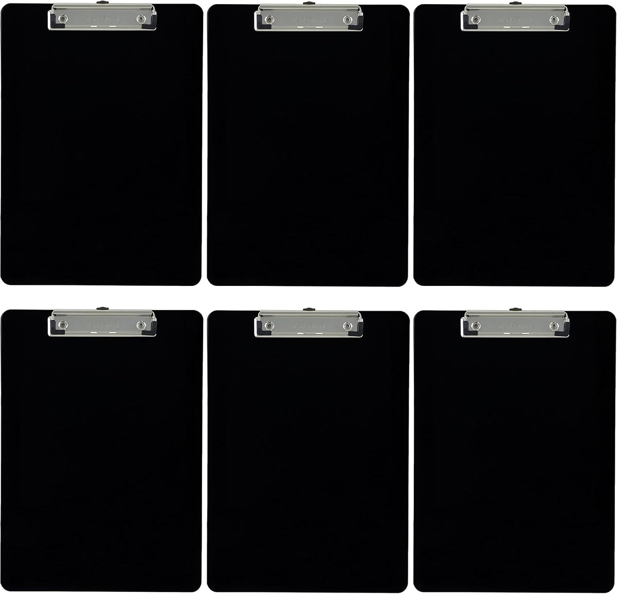 Trade Quest Black Plastic Clipboards Letter Size Low Profile (6-Pack)
