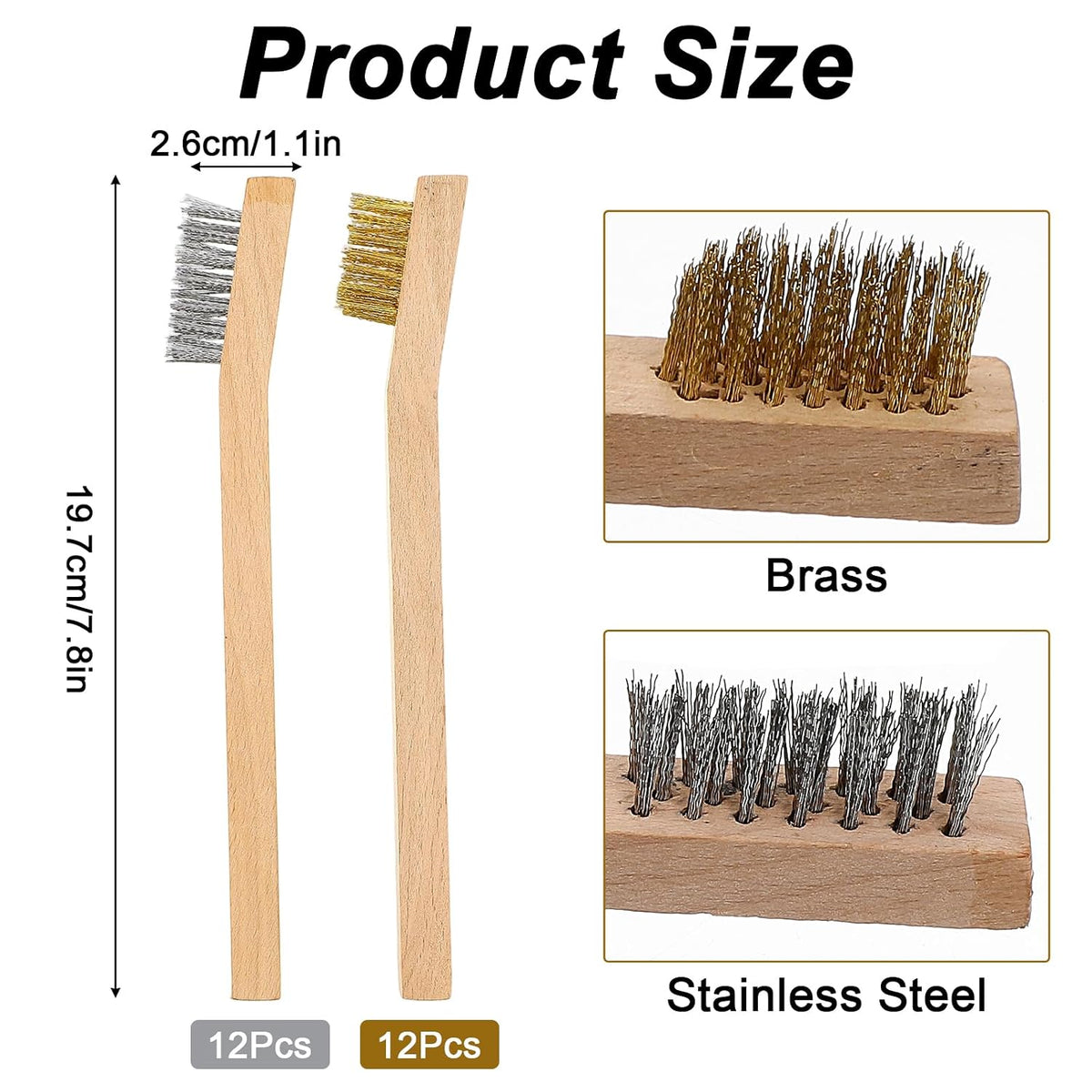 24 Pcs Wire Brush Set, Small Detailing Brushes