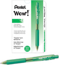 Pentel Wow! Retractable Ballpoint Pens, (1.0mm), Medium Line, Green Ink