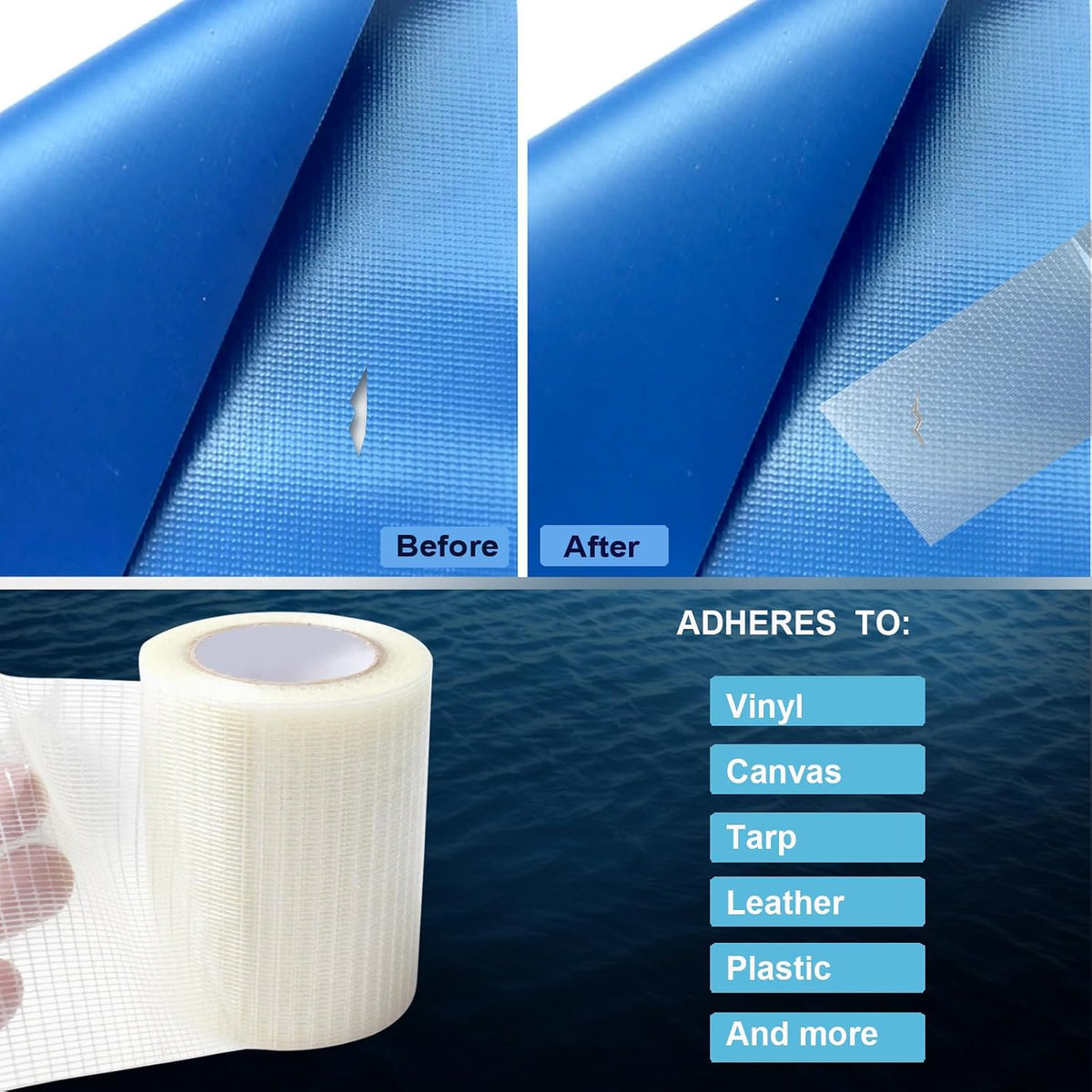 RV Awning Repair Tape, 3.15 Inch x 39 Ft Fiberglass Waterproof Patch Tape