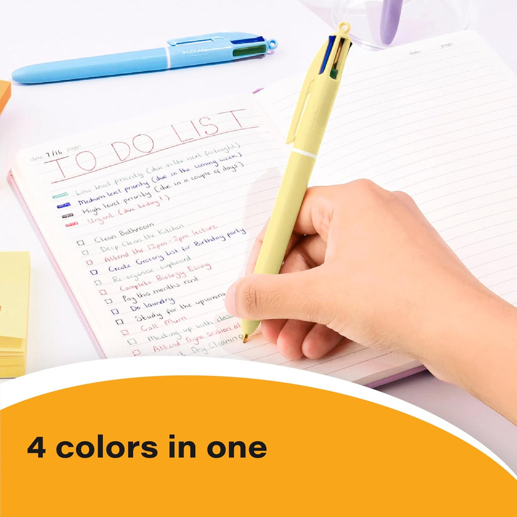 BIC 4 Color Pastel Barrel Multicolor Ballpoint Pens, 6-Pack, 1.0 mm