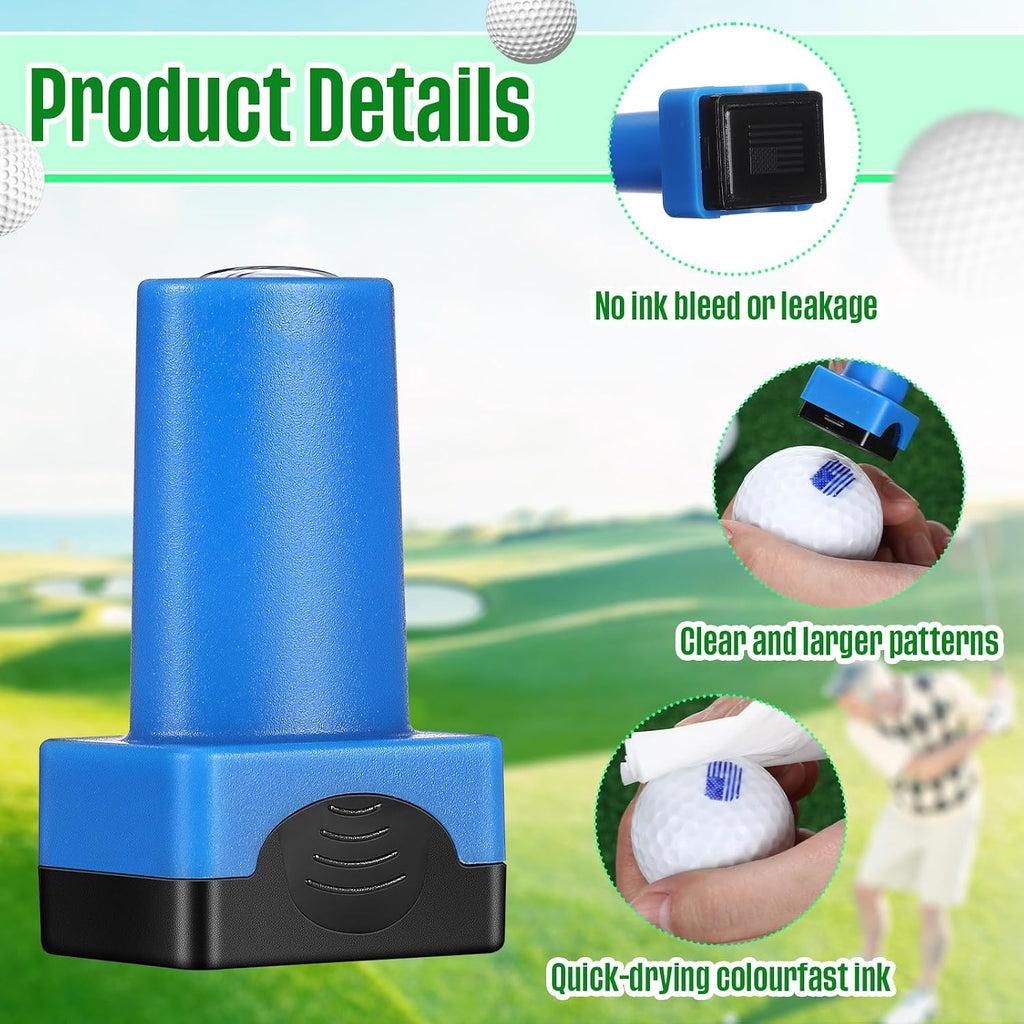 Gersoniel 2 Pack Golf Ball Stamp Self-Inking Golf Ball Stamp Markers Reusable Golf Ball
