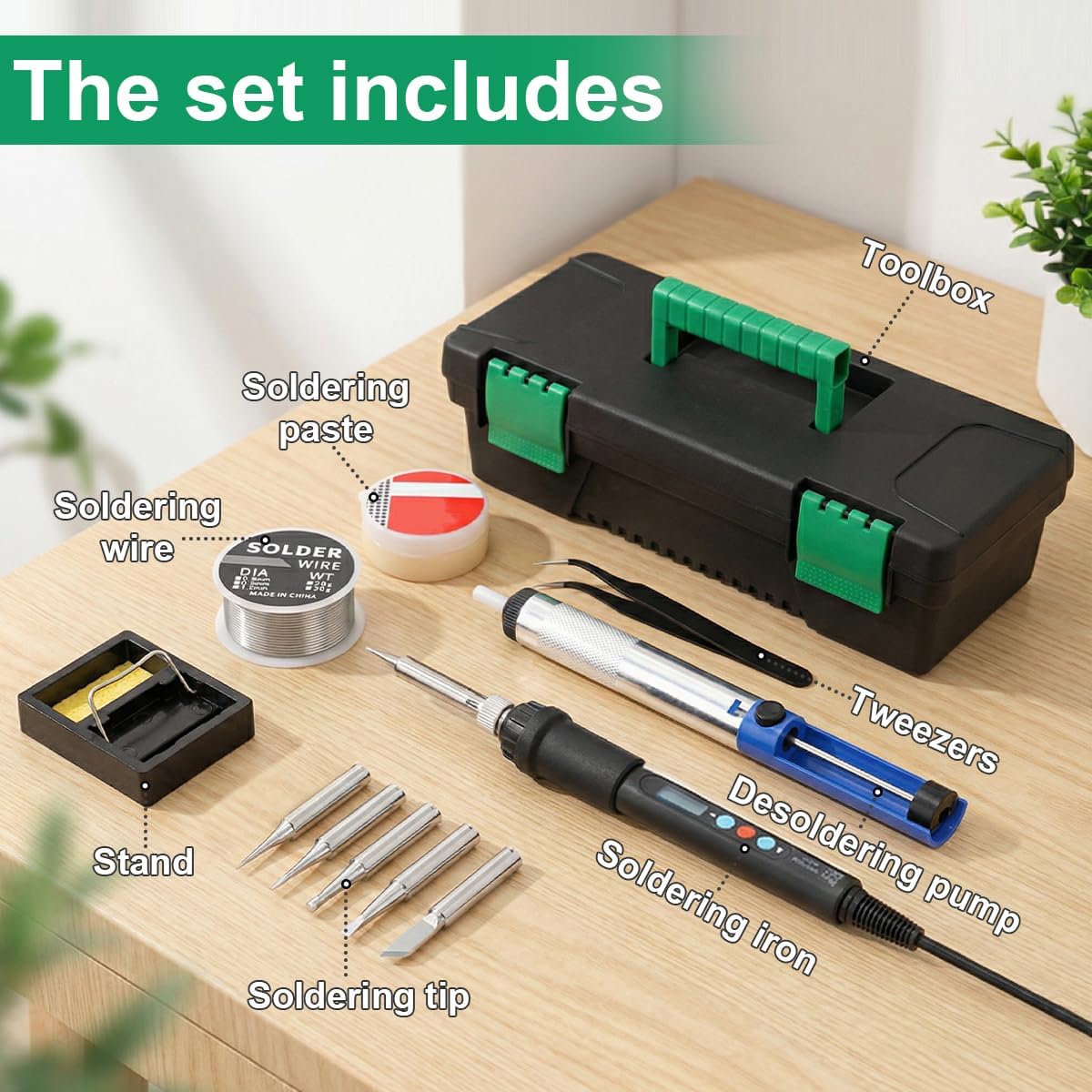 Soldering Iron Kit, 60W LED Display Soldering Gun with Ceramic Heater