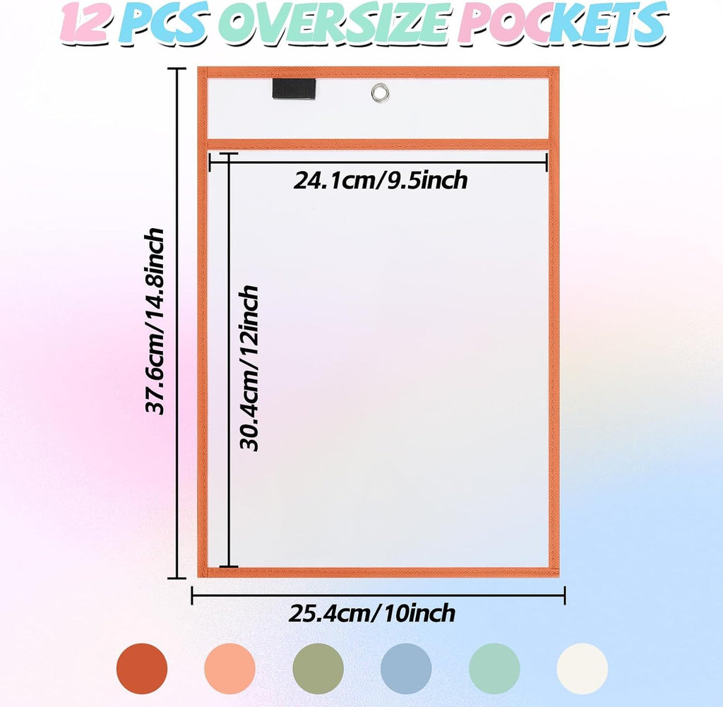 gisgfim 12 Pack Reusable Dry Erase Pocket Sleeves 8.5x11 Inch Boho
