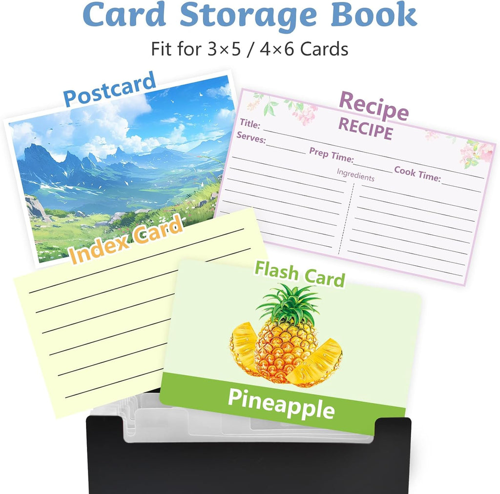 2 Pack 4x6 Inch Index Card Holder Box Organizer Case with Dividers