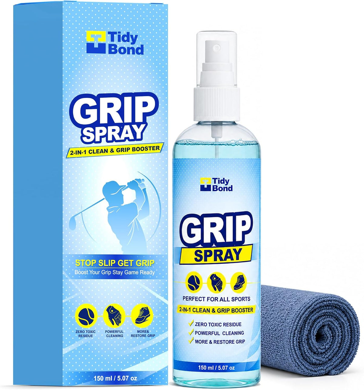 2-in-1 Grip Cleaner & Restorer, Multi-Sport Spray for Golf Club Grips, Basketball Shoes