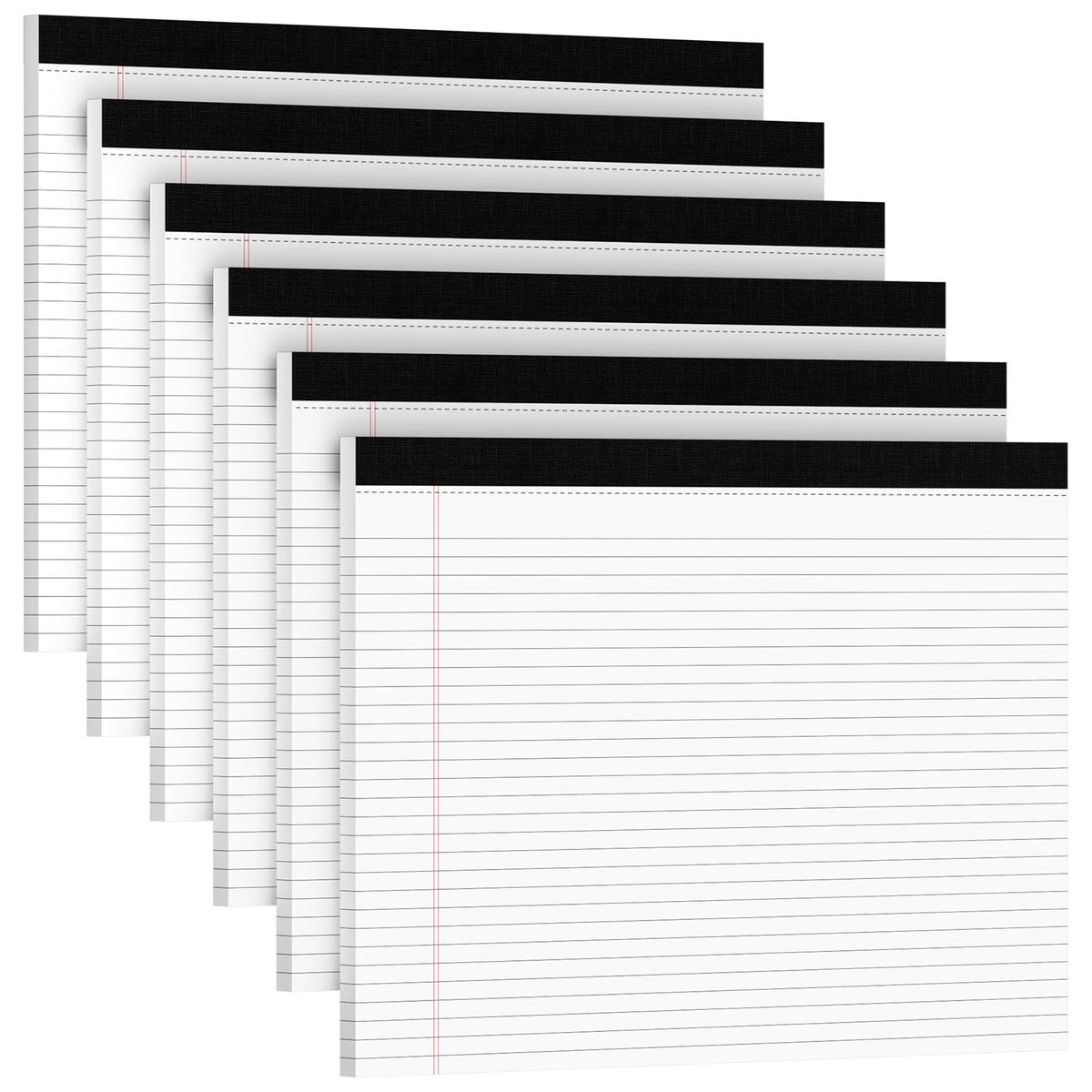 6 Pack Landscape Legal Pads 11x9.5, College Ruled Narrow Rule, Perforated