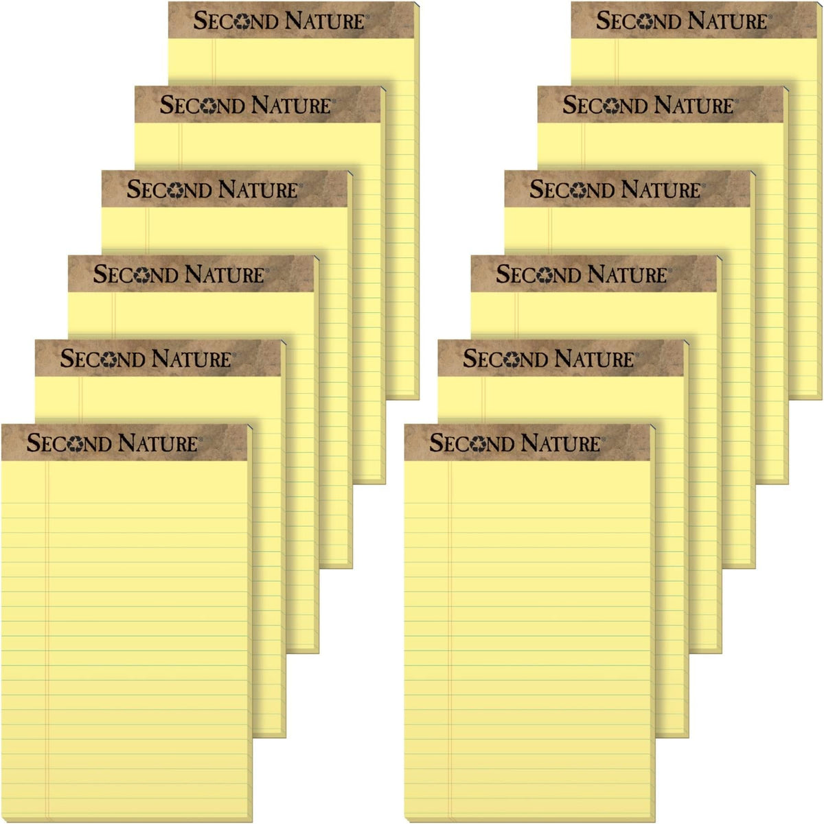 TOPS Second Nature 100% Recycled Legal Pad, 5 x 8 Inches, Perforated, Canary, Narrow Rule