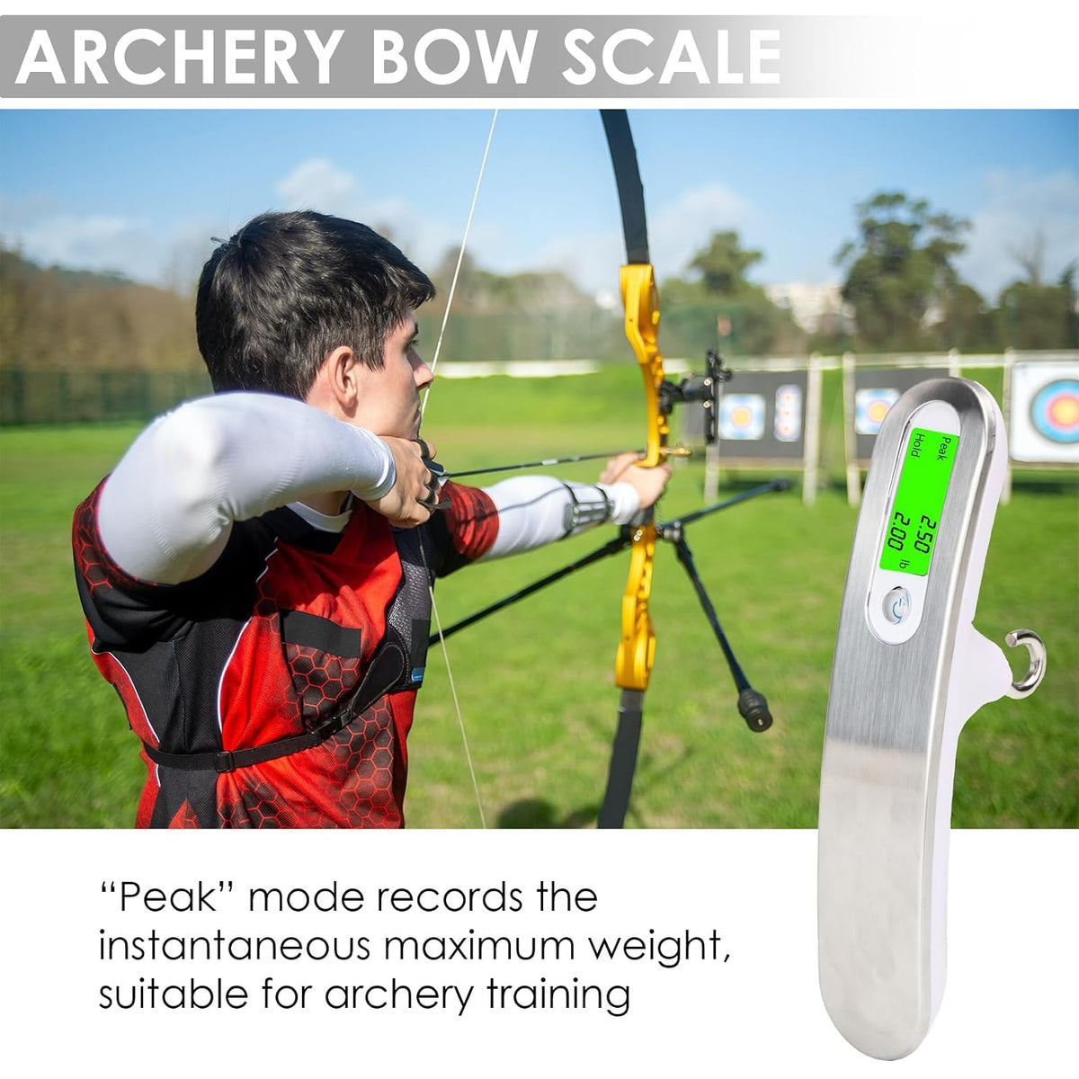 110lb Digital Archery Bow Scale Portable Luggage Scale with Backlit Display