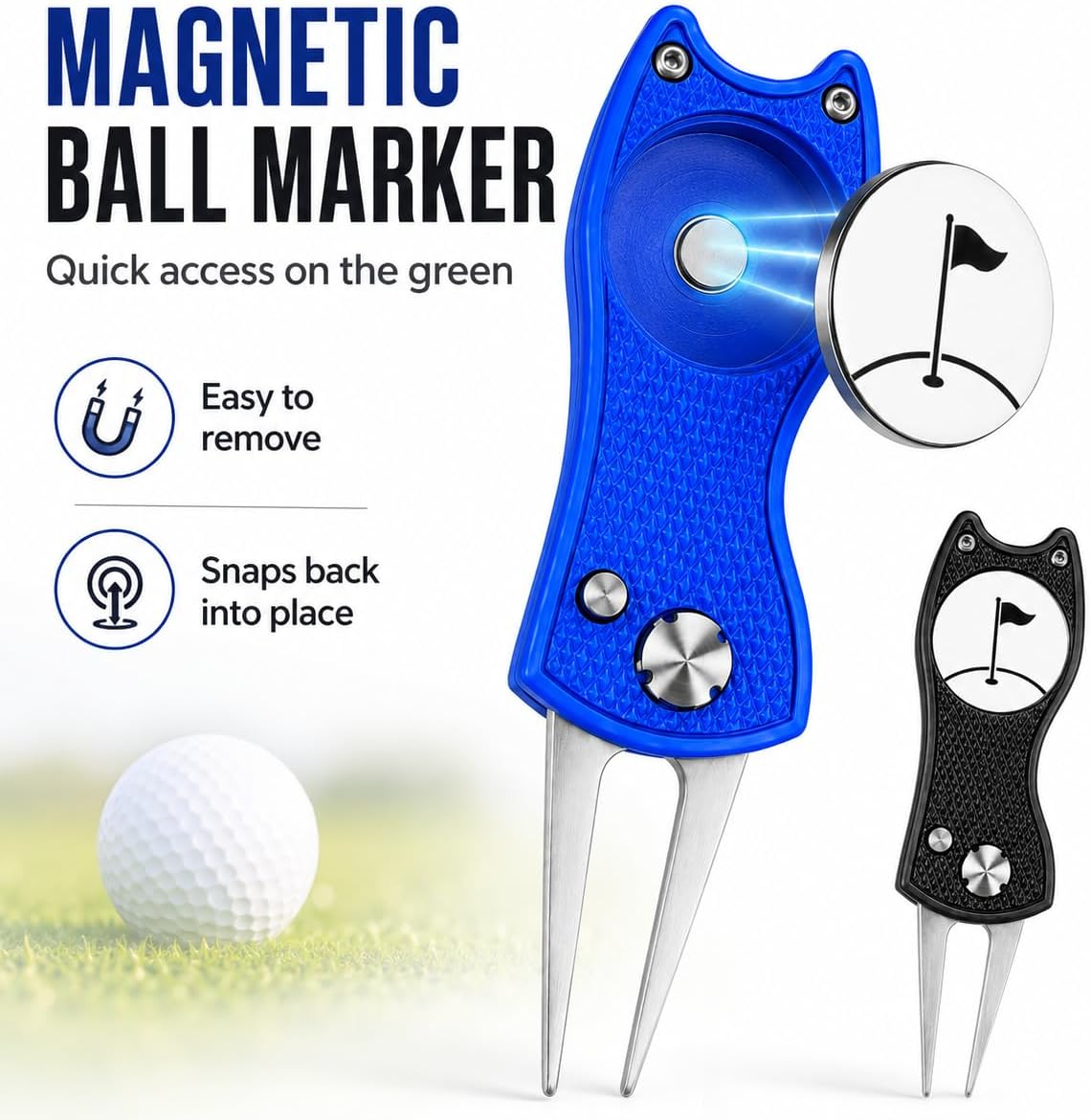 2 Pack Golf Divot Repair Tool with Magnetic Ball Marker