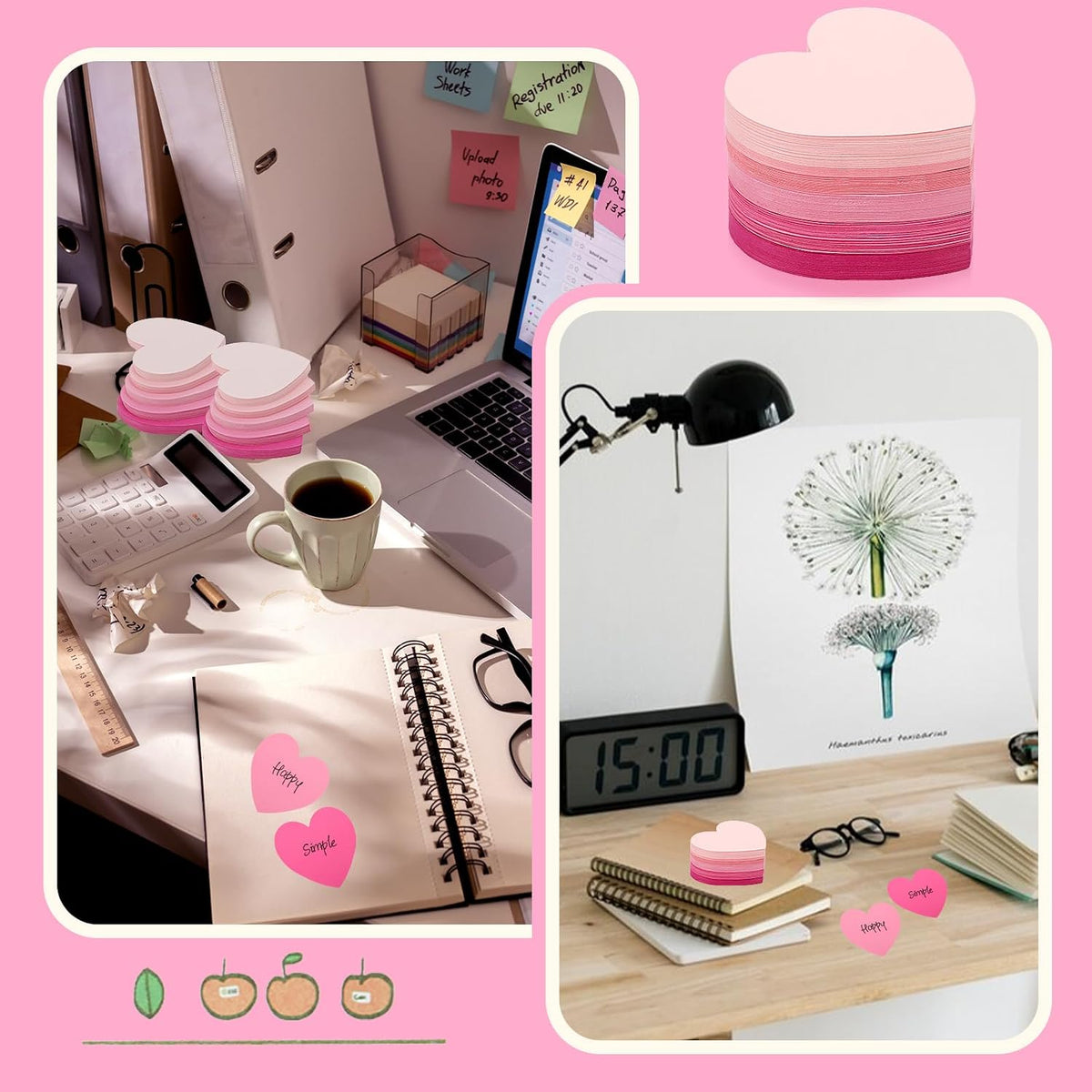 300 Pcs Index Card Heart Shaped Note Cards Blank Index Cards 3x3 Pink Note Cards Colors