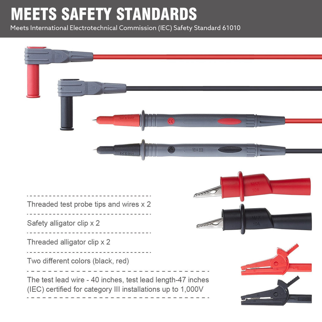 WGGE WG-011 Silicone Multimeter Leads with Safety Alligator Clips