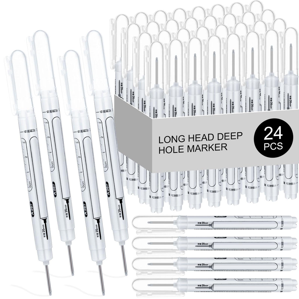 MotiMind 24 Pcs Long Nib Marker Bulk Deep Hole Marker, Black