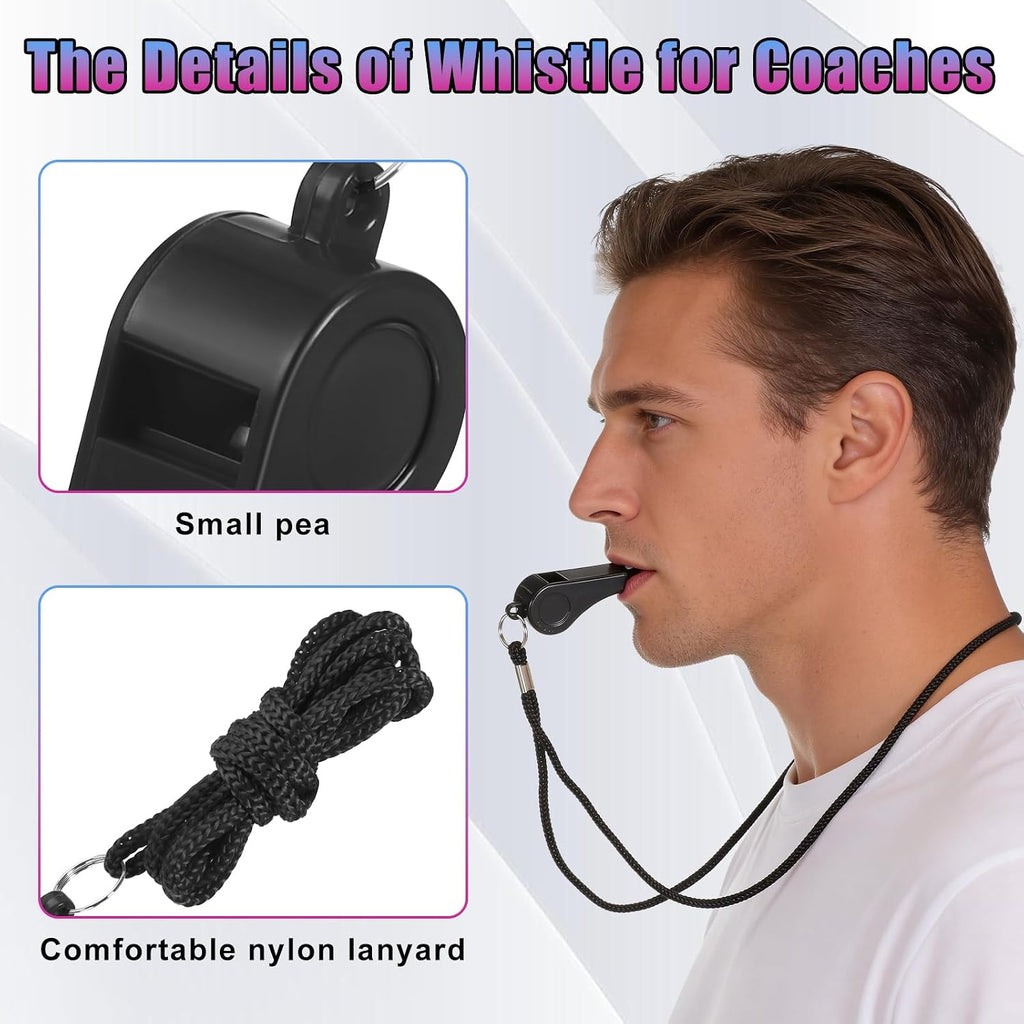 60 Pcs Coach Whistle with Lanyard, Whistle for Coaches