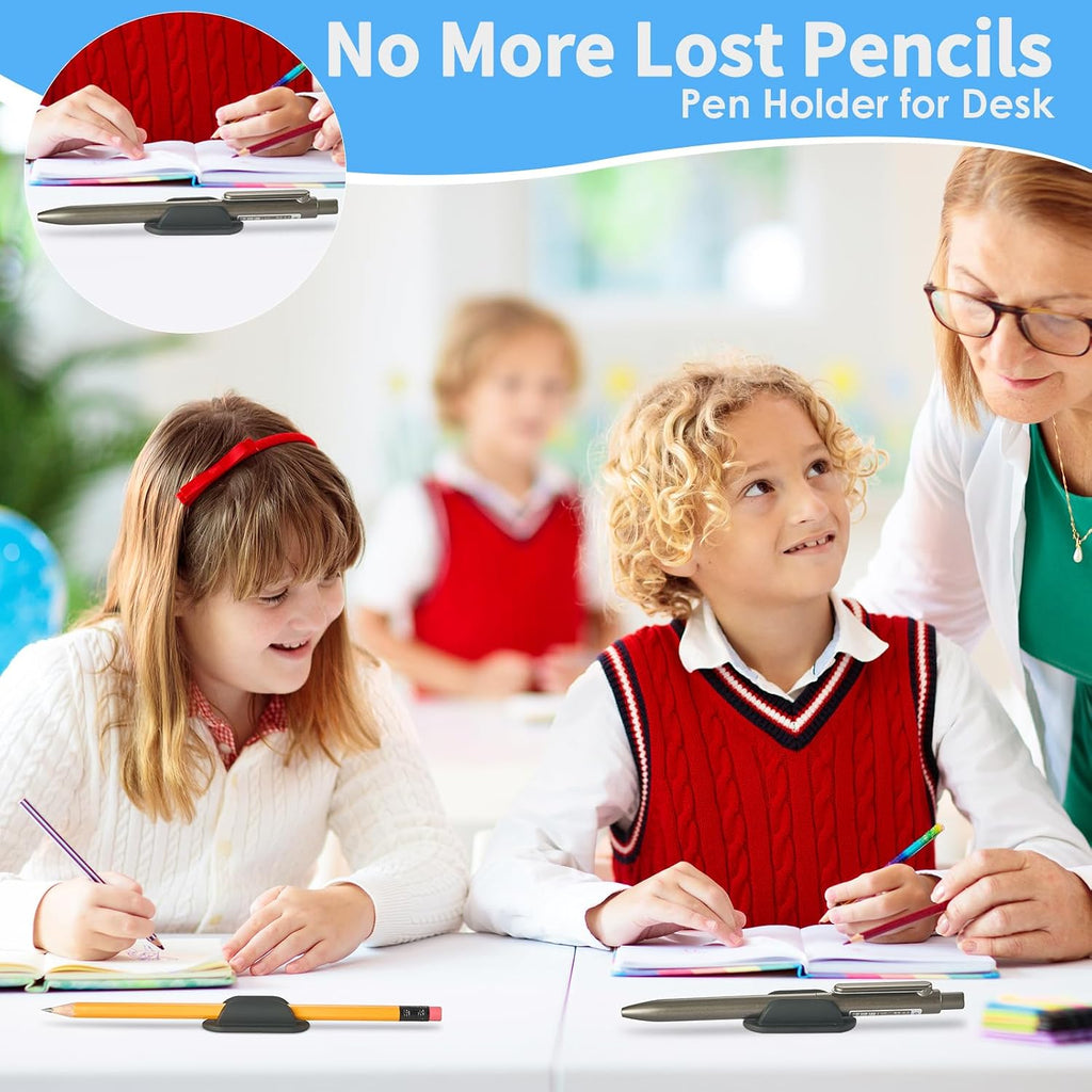 VZZNN 20 Pack Adhesive Pencil Holders for Desk Flexible Silicone Pen Holder Marker