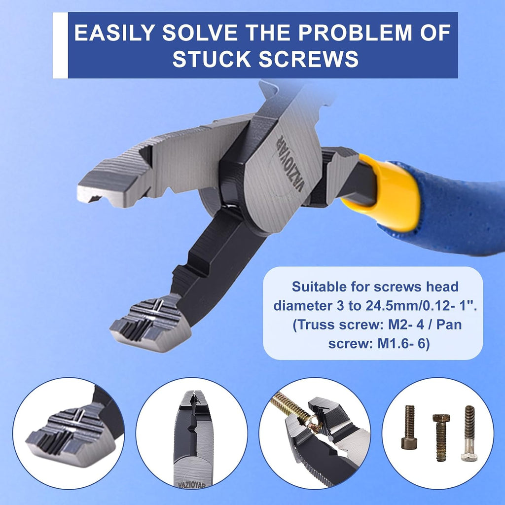 Multi-Function Screw Extractor Pliers, Non-Slip Screw Removal Tool, Extracts Stripped