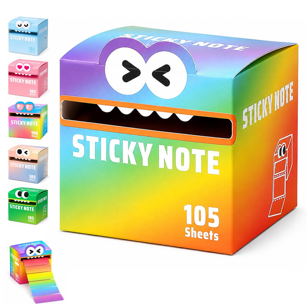105 Sheets Transparent Pull-Out Sticky Notes, Cute Monster Pattern Sticky Note