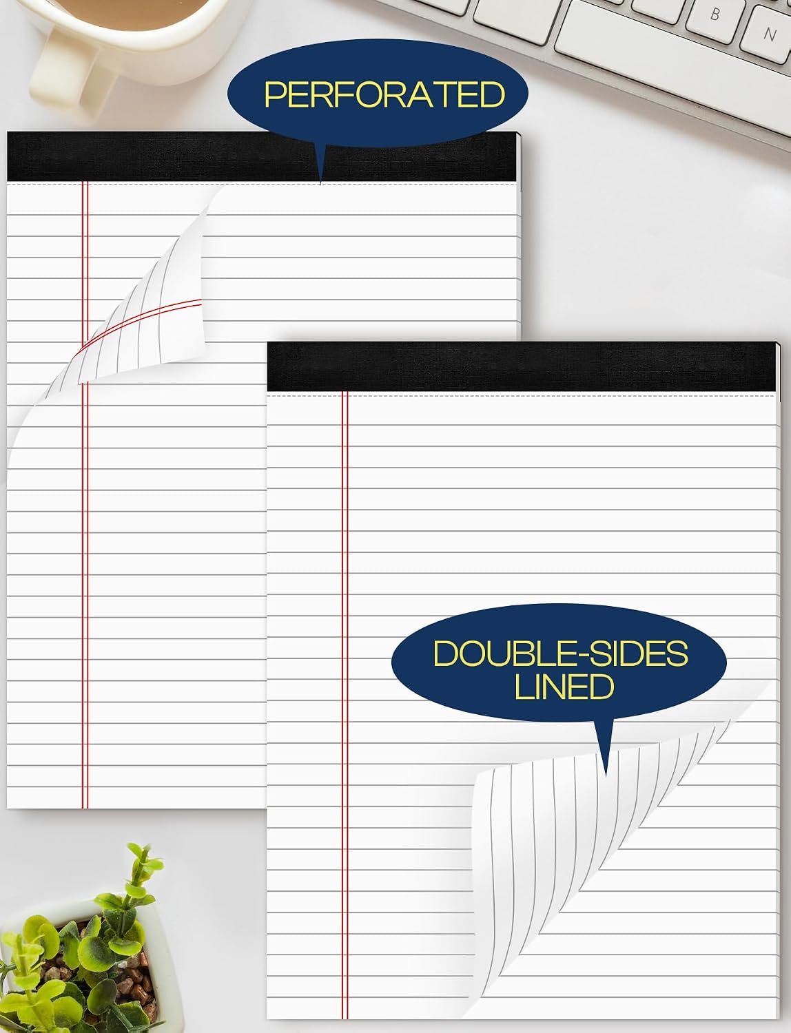 6 Pack 8.5 x 11 Legal Pads Paper Pads 8.5 x 11 White Note Pads for Work