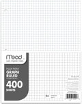 Mead Loose Leaf Paper, Graph Ruled Filler Notebook Paper, 8" x 10-1/2", 400 Sheets