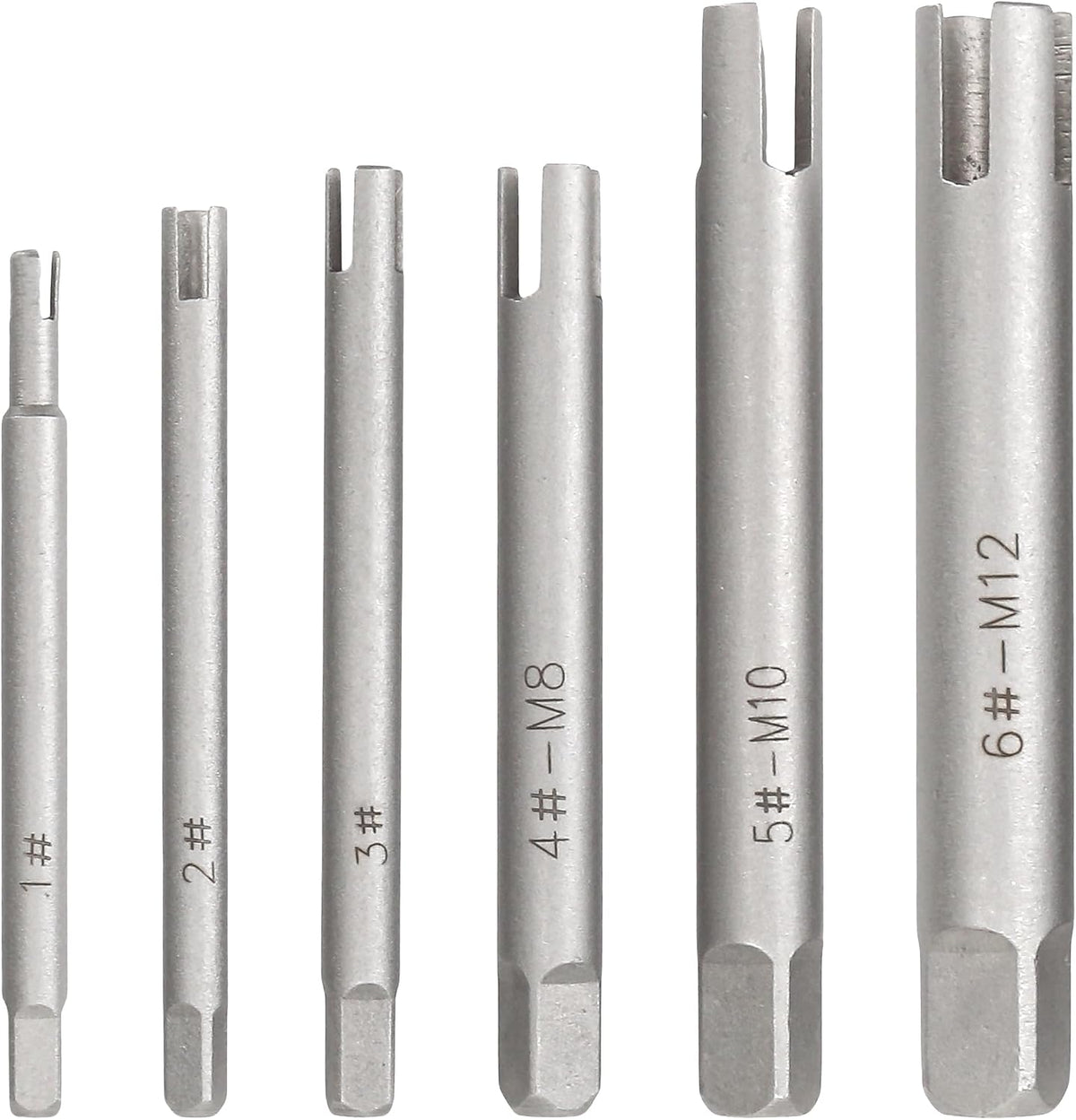 6Pcs Tap Extractor Set – High Speed Steel 3/4 Flute Broken Head Screw and Bolt Remover