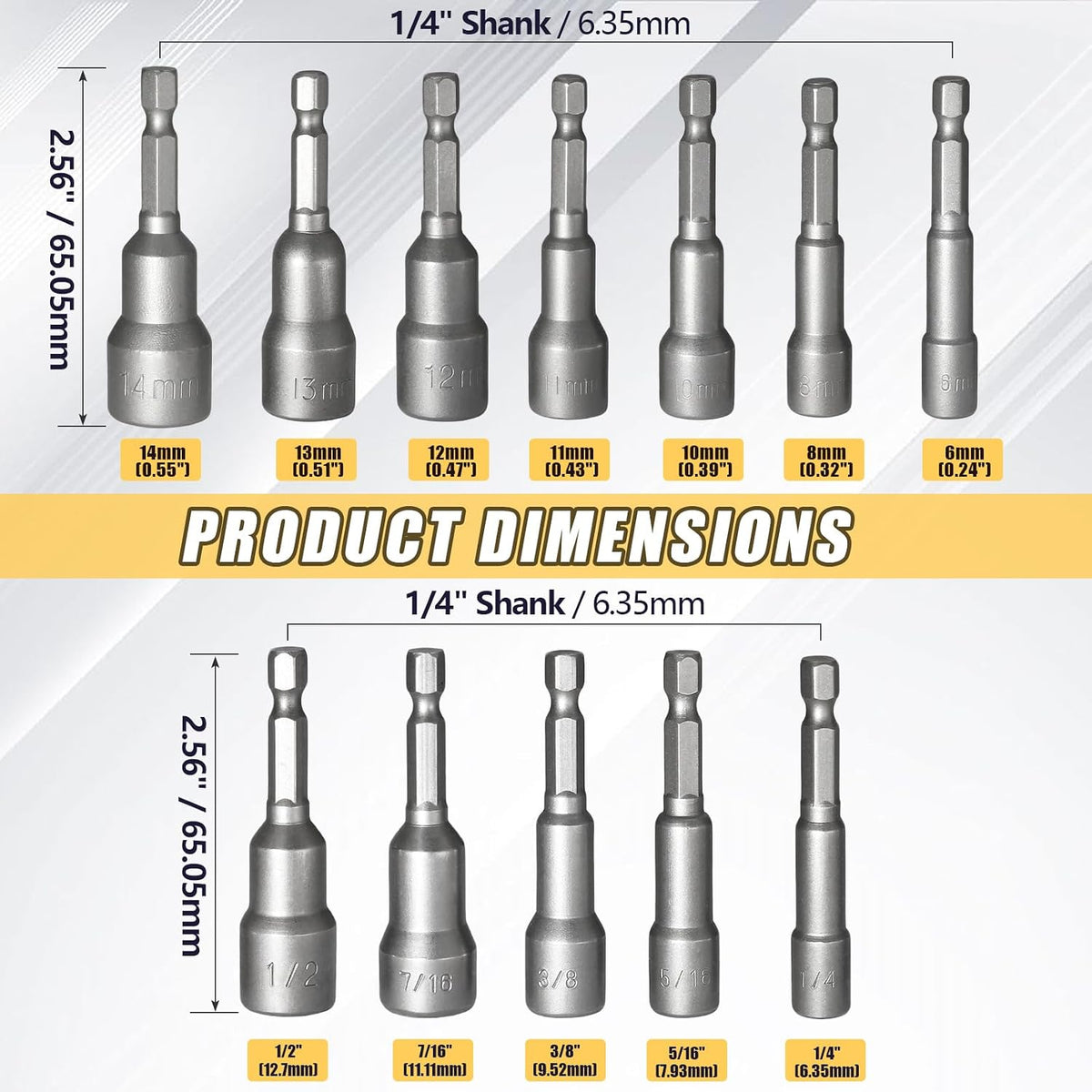 12Pcs Metric Magnetic Nuts Driver Impact Driver Drill Bits