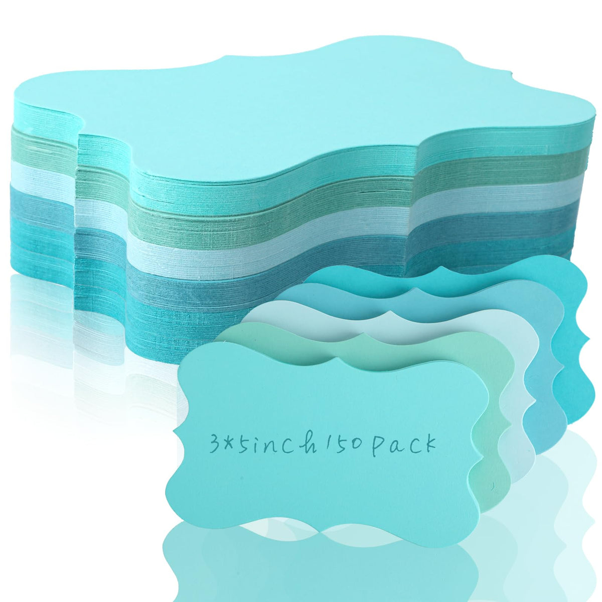 150 Pack Colored Scalloped Index Cards 3x5 Inch Blank Decorative Notecards