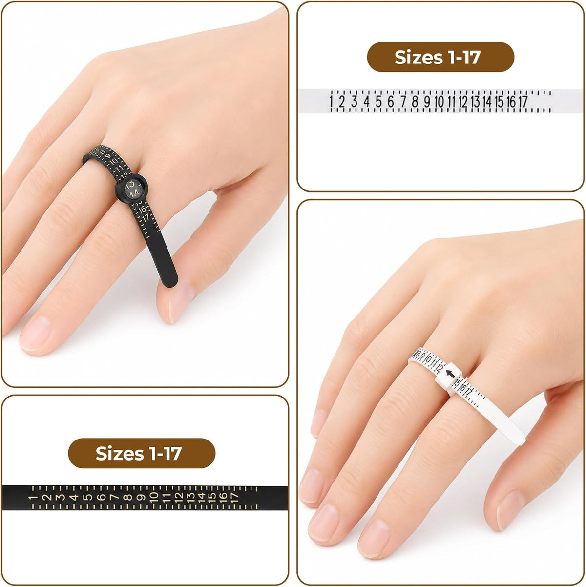 13 Pcs Ring Sizer Measuring Tool Kit, Ring Mandrel Sizing Kit with Sizes 1-17 Finger Ring