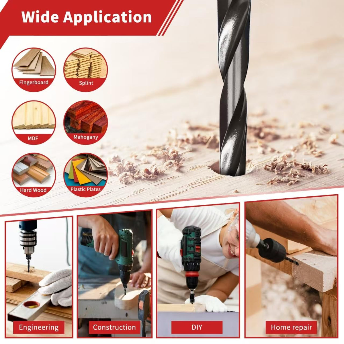 Countersink Drill Bit Set, 15PCS Adjustable Tapered HSS Drill Bit Set for Woodworking