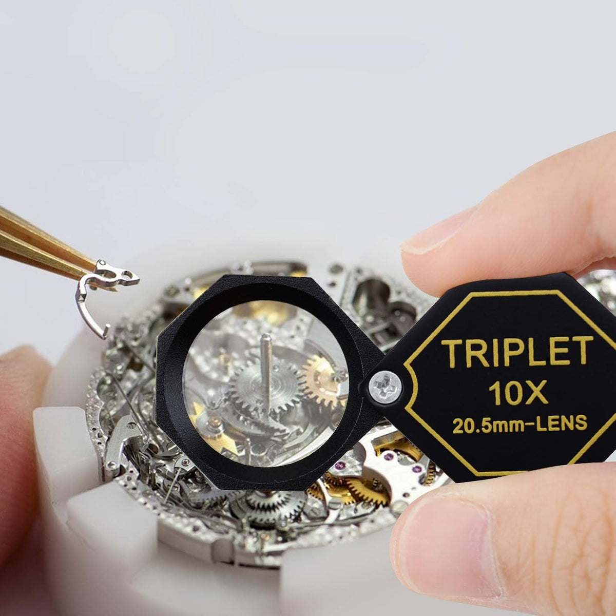 10x Magnifier Jewelry Loupe 20.5mm Triplet Lens Optical Glass Pocket Gem Magnifying Tool