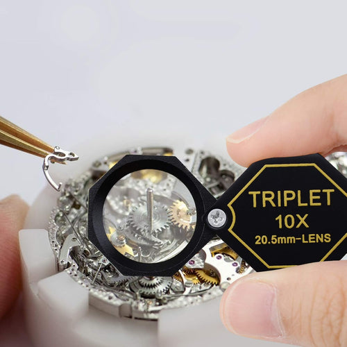10x Magnifier Jewelry Loupe 20.5mm Triplet Lens Optical Glass Pocket Gem Magnifying Tool