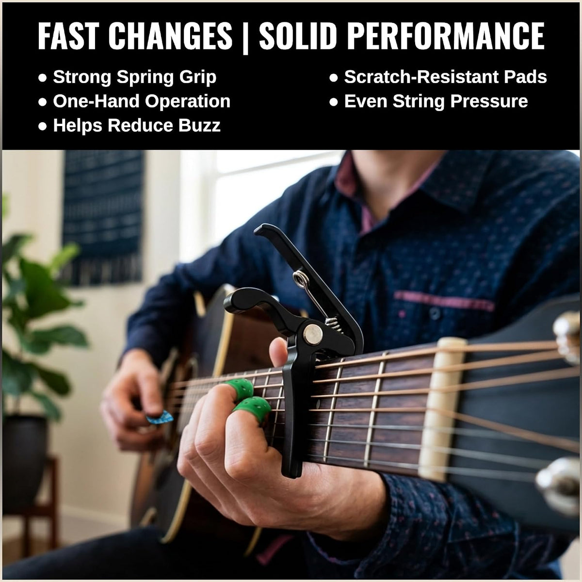 QMG Guitar Accessory Kit – Capo, String Winder, Picks & Finger Protectors