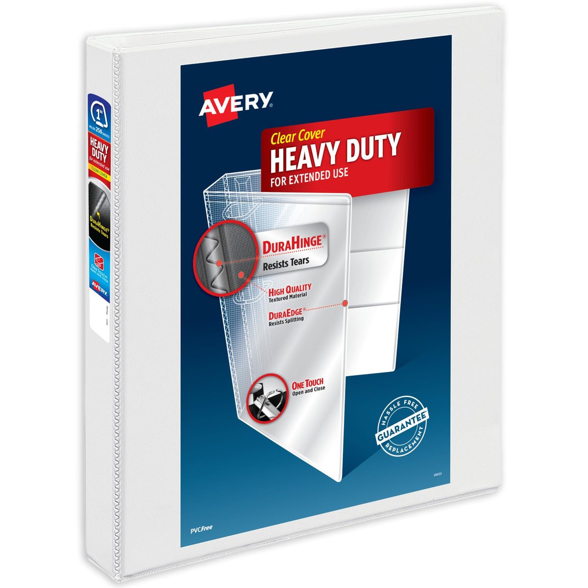 Avery Heavy-Duty View 3 Ring Binder, 3" One Touch Slant Rings, White