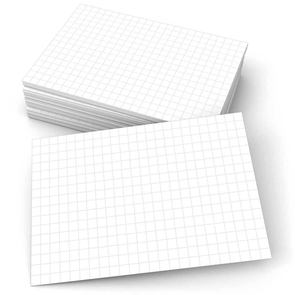 321Done Graph Index Cards, 4x6, Set of 50, 0.25" Grid Squares, White
