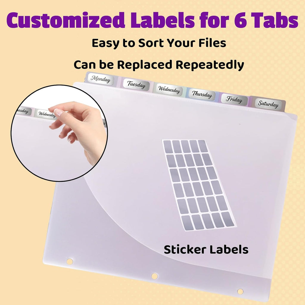 Binder Dividers with Tabs and Pockets, 18PCS/3 Sets in 6-Tab