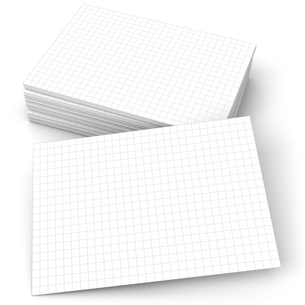 321Done Graph Index Cards, 4x6, Set of 50, 0.25" Grid Squares, White