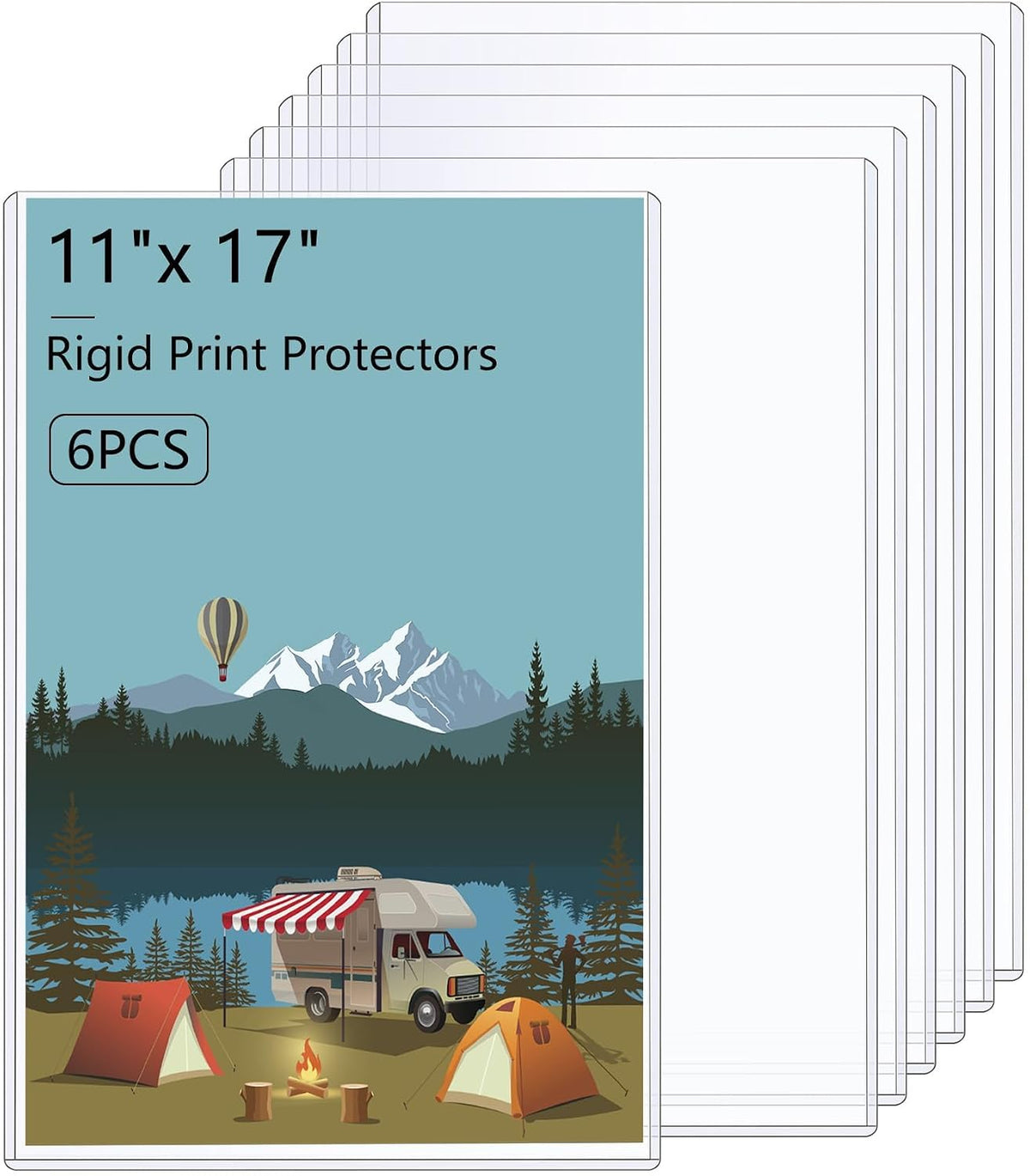 AKONEGE 6PCS 11 x 17 Rigid Print Protectors Hard Plastic Sheet Protectors
