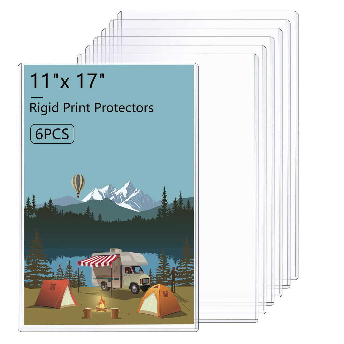 AKONEGE 6PCS 11 x 17 Rigid Print Protectors Hard Plastic Sheet Protectors