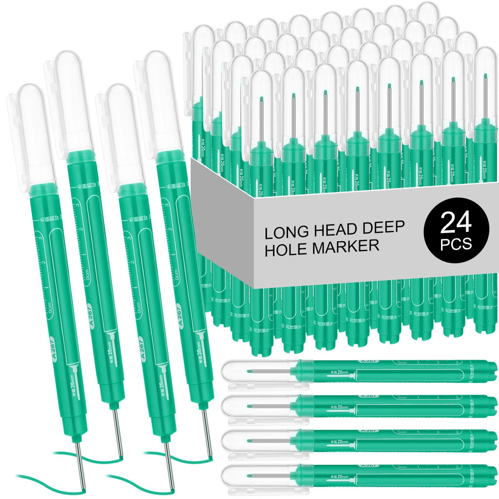MotiMind 24 Pcs Long Nib Marker Bulk Deep Hole Marker, Black
