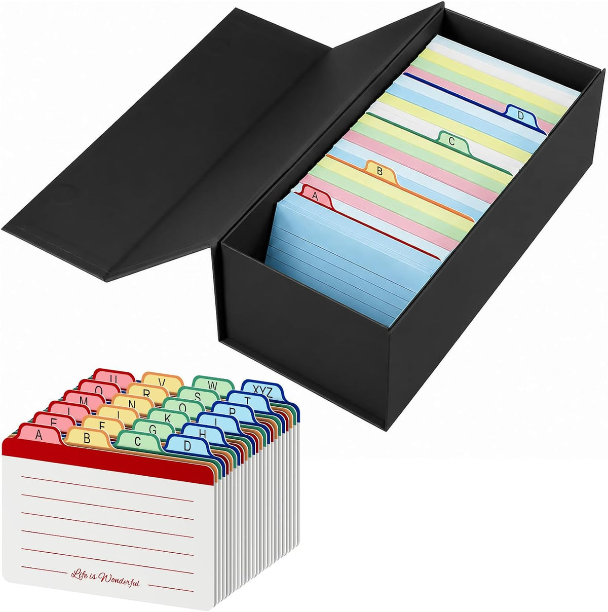 Uniclife 3x5 Index Card Holder with A-Z Tab Dividers, 1500 Card Capacity