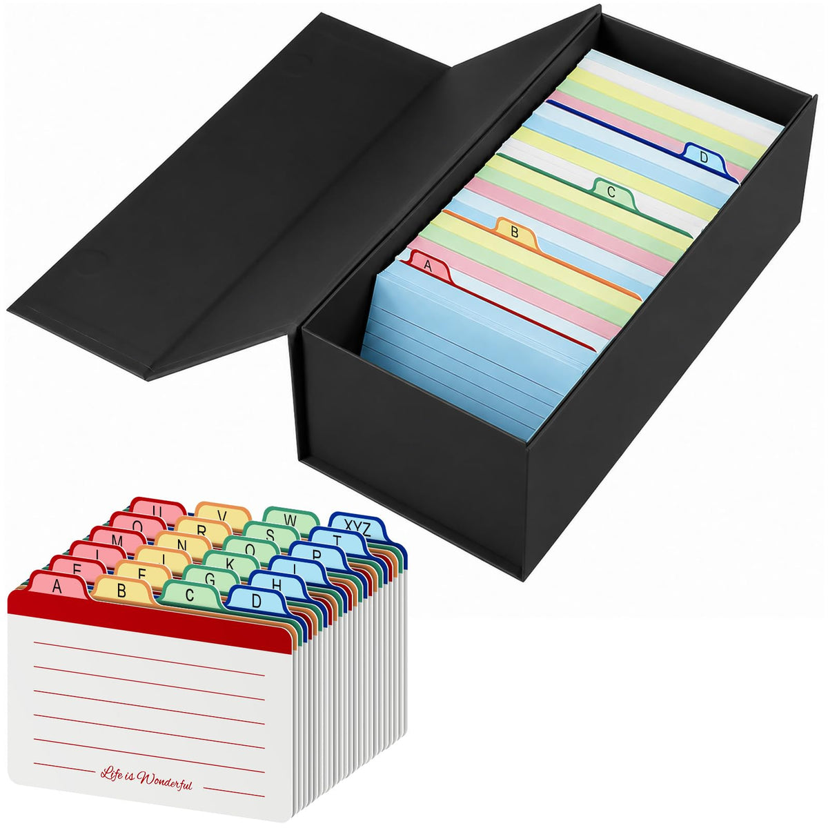Uniclife 3x5 Index Card Holder with A-Z Tab Dividers, 1500 Card Capacity